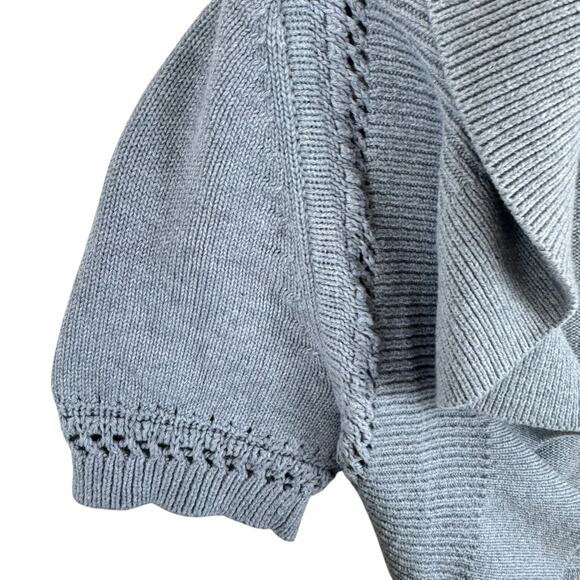 Grace Elements 100% Cotton Gray Short Sleeve Cropped Open Shrug Sweater Size M - Picture 3 of 5